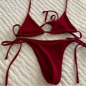 Ribbed Red Bikini Set